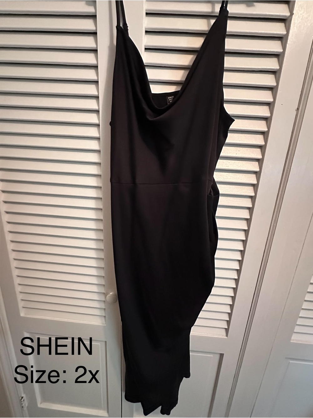 SHEIN Black Strapless Cowl Neck Slip Dress